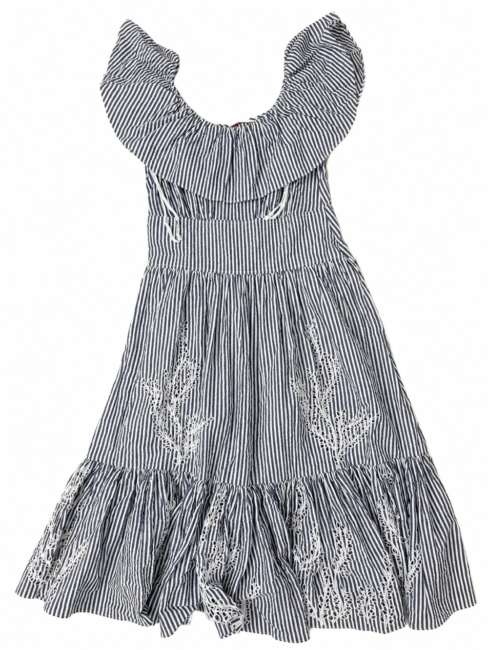 Tory Burch Blue & White Striped Maxi Dress